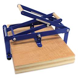 Woodzilla Hand Lino Press - Blue, 16-1/2" x 23-3/8", at an angle