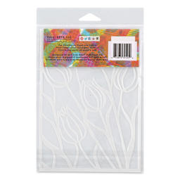 Gelli Arts Stencil - Tulip, 5" x 7", back of packaging