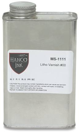 Hanco Ink Modifiers - Front of can of Litho Varnish, No 00