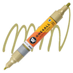 Molotow One4All Acrylic Twin Marker - Gold marker and swatch