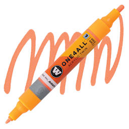 Molotow One4All Acrylic Twin Marker - Neon Orange Fluorescent marker and swatch
