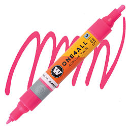 Molotow One4All Acrylic Twin Marker - Neon Pink Fluorescent marker and swatch