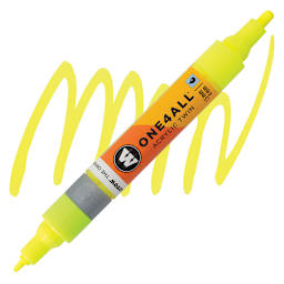 Molotow One4All Acrylic Twin Marker - Neon Yellow Fluorescent marker and swatch