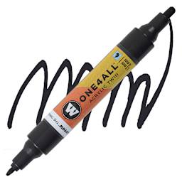 Molotow One4All Acrylic Twin Marker - Signal Black marker and swatch