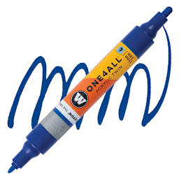 Molotow One4All Acrylic Twin Marker - True Blue marker and swatch