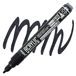 Pebeo Acrylic Marker - Black, 1.2 mm, Bullet Nib marker and swatch