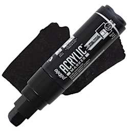 Pebeo Acrylic Marker - Black, 5-15 mm, Flat Nib marker and swatch