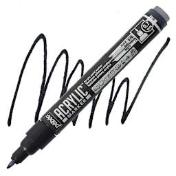 Pebeo Acrylic Marker - Black, 0.7 mm, Fine Nib marker and swatch