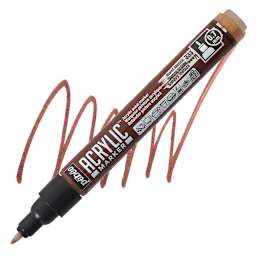 Pebeo Acrylic Marker - Burnt Sienna, 0.7 mm, Fine Nib marker and swatch