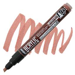Pebeo Acrylic Marker - Burnt Sienna, 4 mm, Chisel Nib marker and swatch