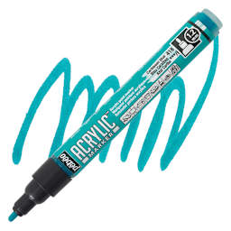 Pebeo Acrylic Marker - Caribbean Blue, 1.2 mm, Bullet Nib marker and swatch