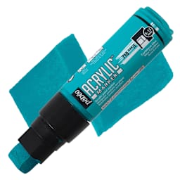 Pebeo Acrylic Marker - Caribbean Blue, 5-15 mm, Flat Nib marker and swatch