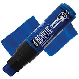 Pebeo Acrylic Marker - Cyan, 5-15 mm, Flat Nib marker and swatch