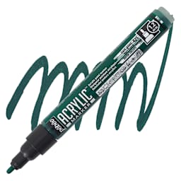 Pebeo Acrylic Marker - Dark Green, 1.2 mm, Bullet Nib marker and swatch