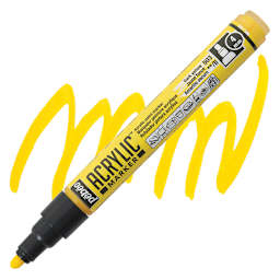 Pebeo Acrylic Marker - Dark Yellow, 4 mm, Bullet Nib marker and swatch