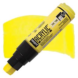 Pebeo Acrylic Marker - Fluorescent Yellow, 5-15 mm, Flat Nib marker and swatch