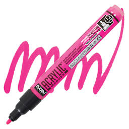 Pebeo Acrylic Marker - Fluorescent Pink, 1.2 mm, Bullet Nib marker and swatch