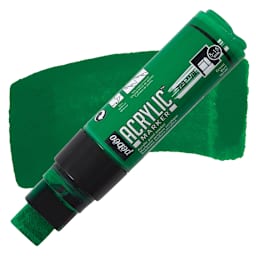 Pebeo Acrylic Marker - Green, 5-15 mm, Flat Nib marker and swatch