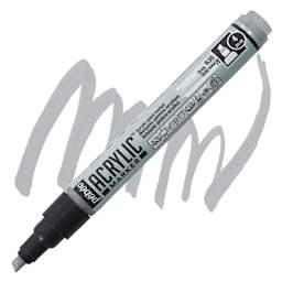 Pebeo Acrylic Marker - Grey, 4 mm, Chisel Nib marker and swatch