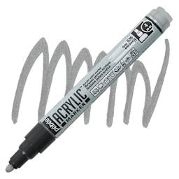 Pebeo Acrylic Marker - Grey, 4 mm, Bullet Nib marker and swatch
