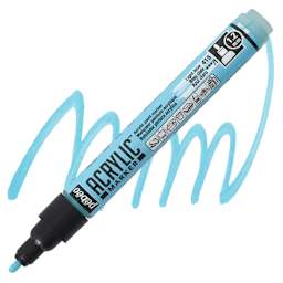 Pebeo Acrylic Marker - Light Blue, 1.2 mm, Bullet Nib marker and swatch