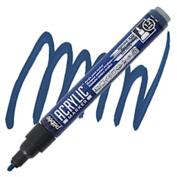 Pebeo Acrylic Marker - Night Blue, 1.2 mm, Bullet Nib marker and swatch