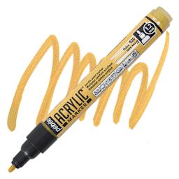 Pebeo Acrylic Marker - Ochre, 1.2 mm, Bullet Nib marker and swatch