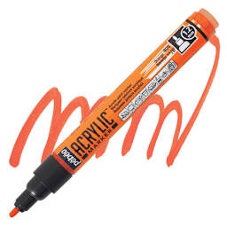 Pebeo Acrylic Marker - Orange, 1.2 mm, Bullet Nib marker and swatch