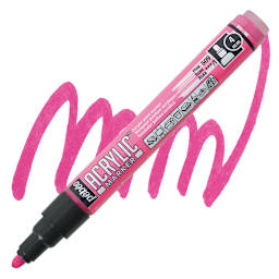 Pebeo Acrylic Marker - Pink, 4 mm, Bullet Nib marker and swatch