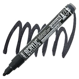 Pebeo Acrylic Marker - Precious Black, 4 mm chisel nib marker and swatch