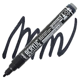 Pebeo Acrylic Marker - Precious Black, 1.2 mm bullet nib marker and swatch