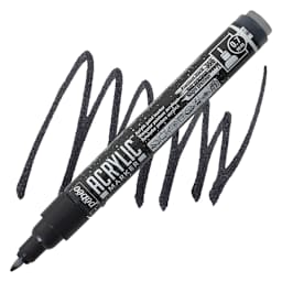 Pebeo Acrylic Marker - Precious Black, 0.7 mm fine nib marker and swatch