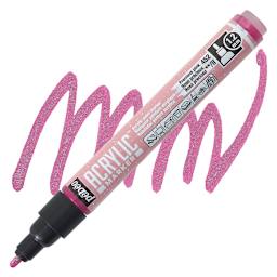 Pebeo Acrylic Marker - Precious Pink, 1.2 mm bullet nib marker and swatch