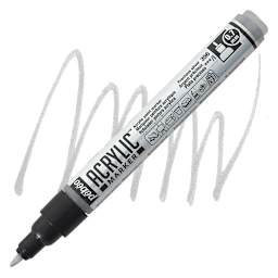 Pebeo Acrylic Marker - Precious Silver, 0.7 mm Fine Nib marker and swatch