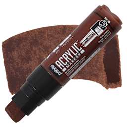 Pebeo Acrylic Marker - Raw Sienna, 5-15 mm, Flat Nib marker and swatch
