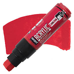 Pebeo Acrylic Marker - Red, 5-15 mm, Flat Nib marker and swatch