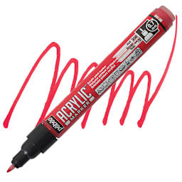 Pebeo Acrylic Marker - Red, 0.7 mm, Fine Nib marker and swatch