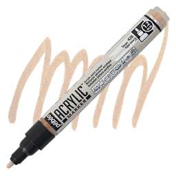Pebeo Acrylic Marker - Taupe, 1.2 mm, Bullet Nib marker and swatch