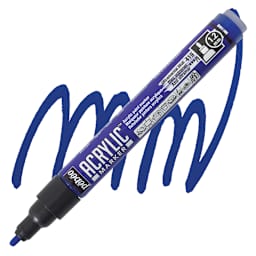 Pebeo Acrylic Marker - Ultramarine Blue, 1.2 mm, Bullet Nib marker and swatch