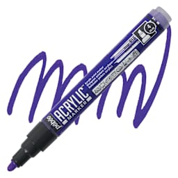 Pebeo Acrylic Marker - Violet, 4 mm, Bullet Nib marker and swatch