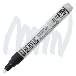 Pebeo Acrylic Marker - White, 4 mm, Chisel Nib marker and swatch