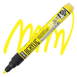 Pebeo Acrylic Marker - Yellow, 1.2 mm, Bullet Nib marker and swatch