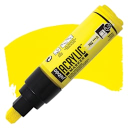 Pebeo Acrylic Marker - Yellow, 5-15 mm, Flat Nib marker and swatch
