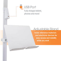 OttLite Dual Shade LED Floor Lamp - Closeup of Stand and USB port on lamp