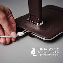 OttLite LED Renew Desk Lamp - Closeup showing USB connection
