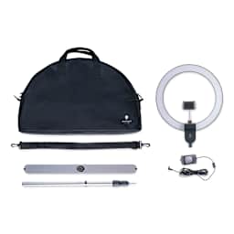 Daylight Aura Ring Light (Shown disassembled with carrying bag)