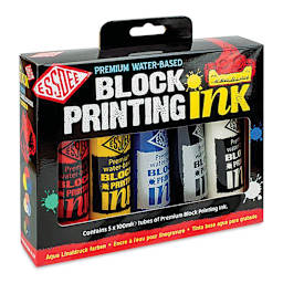 Essdee Premium Water Based Block Printing Ink Set - Primary Set of 5, 100 ml Tubes (In package)