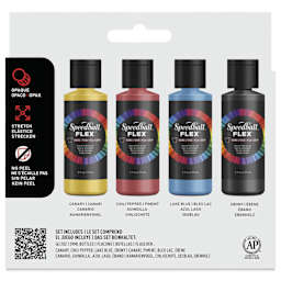 Speedball Flex Screen Printing Fabric Inks - Set of 4, 2 oz, back of packaging