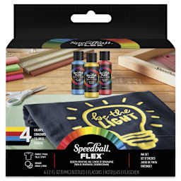 Speedball Flex Screen Printing Fabric Inks - Set of 4, 2 oz, front of packaging
