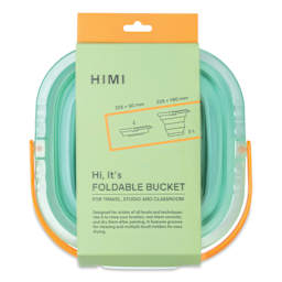 Collapsed Green Himi Foldable Bucket showing front of packaging